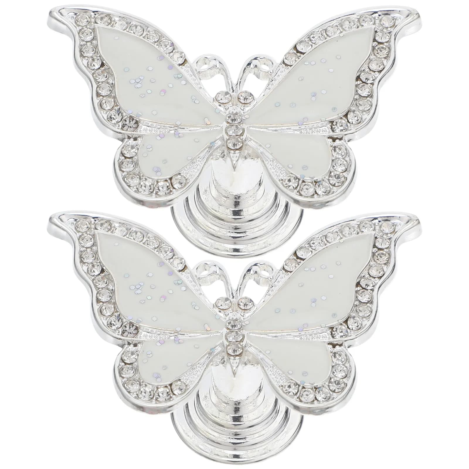 2 Pezzi Maniglie a Farfalla per Mobili, Pomelli Decorativi per Cassetti in Lega di Zinco, Maniglie per Armadi con Strass, Tiranti per Porte di Credenze e Cassettiere