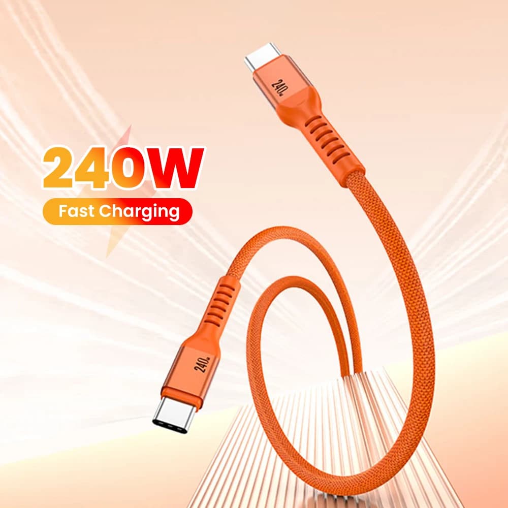 Cavo USB Type-C da 240W, 0.5m 1m 2m 3m, Cavo Dati PD a Ricarica Rapida da Type-C a Type-C per iPhone 17 16 15 Samsung Xiaomi