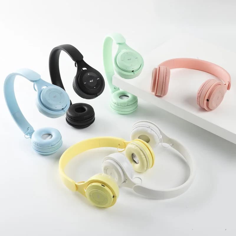 Wireless Bluetooth Headphones Macaron Headphones Stereo Headband with Microphone Gift for Girl Player for Mobile Tablet