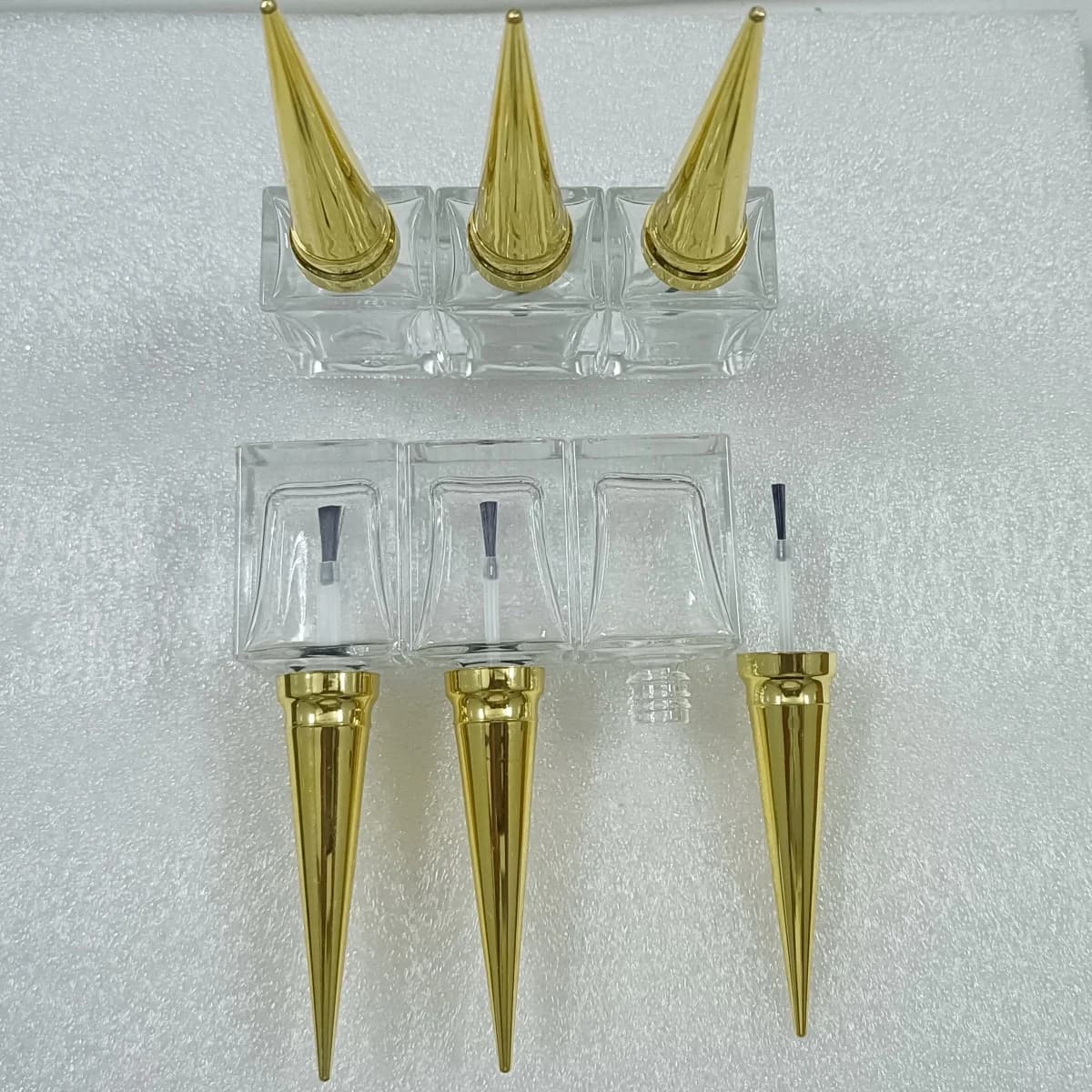 15ML 6 pieces Golden plastic lid Empty Glass Bottles for Nail art Manicure Gel polish filling