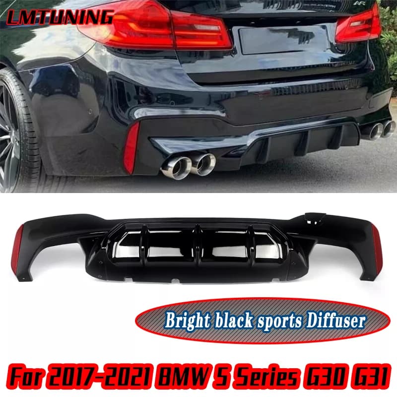 Diffusore paraurti posteriore stile M5 nero lucido per BMW serie 5 2017-2021 G30 G31 kit corpo labbro posteriore Spoiler accessori ricambi Auto