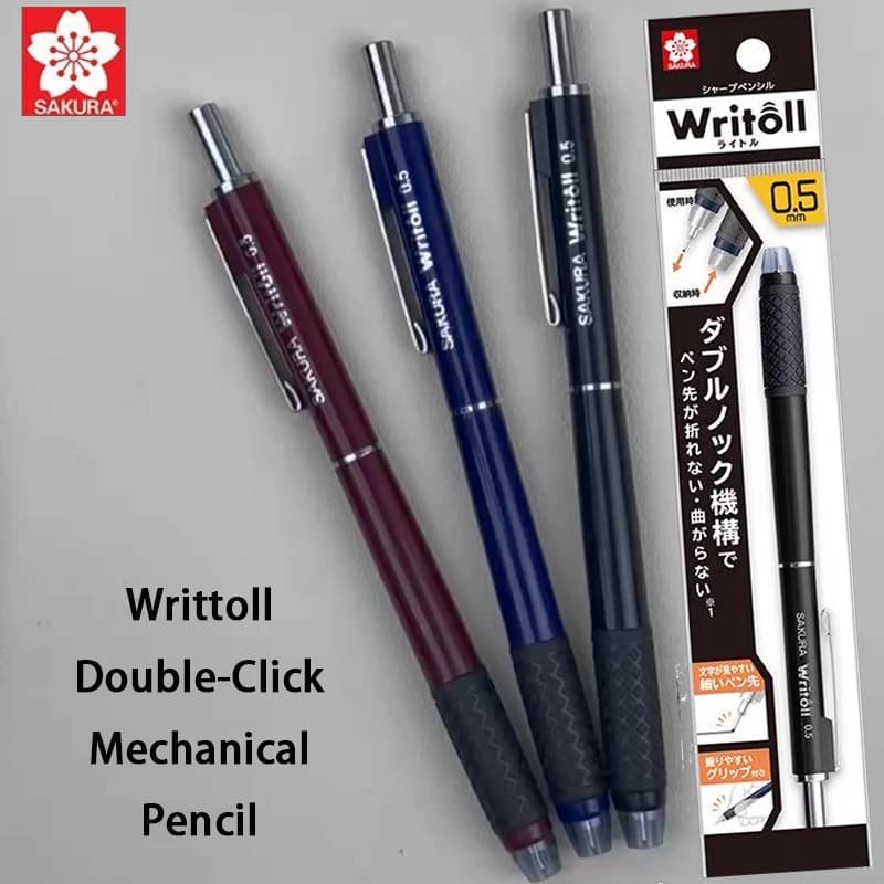 SAKURA Dual-Click Mechanical Pencil 0.5 Scalable Tip Prevents Scratches/Bent Nib Smooth Writing Activity Pen Architects/Students