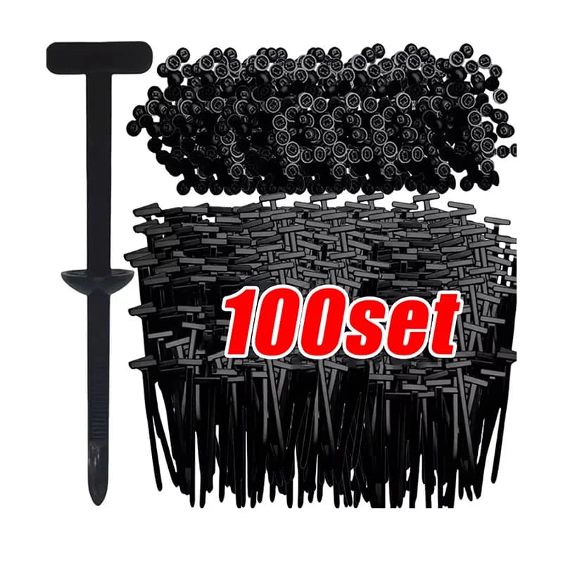 300PCS Nylon Universal Cable Tie Buckle Heavy Duty Self-Locking Zip Ties Holder with Pin Fasteners Car Body UV Resistant Zipties