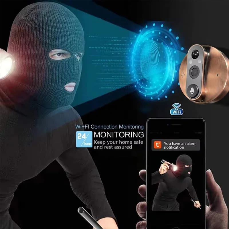 B47C 3MP Vita Intelligente Tuya FHD Wifi Campanello per Porte Spioncino Telecamera 5000Mah Batteria Rilevatore di Movimento PIR IR Magic Visualizzatore Digitale