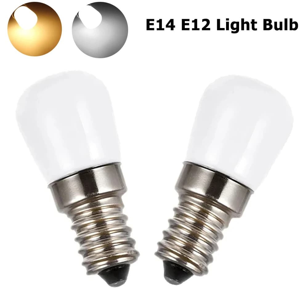 Mini E14 E12 Lampadina per frigorifero 2W DC12V/24V Lampadina a LED Lampada da frigorifero bianco freddo/caldo per macchina da cucire a microonde domestica