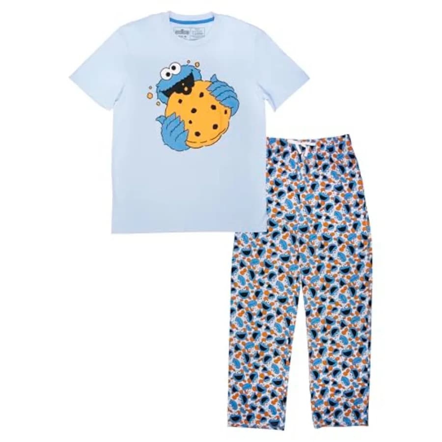 Set da casa da uomo Cookie Monster con t-shirt, pantaloni da casa e calzini nelle taglie S-XL