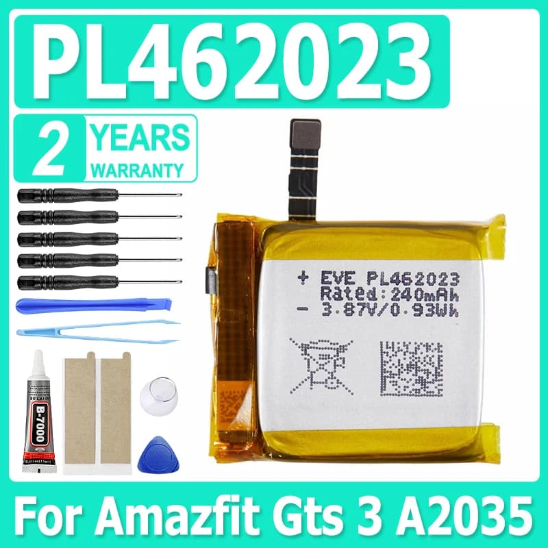 Batteria ai polimeri di ioni di litio da 240 mAh PL462023 per Amazfit Gts 3 A2035 Smart Sports Watch Bateria + strumenti