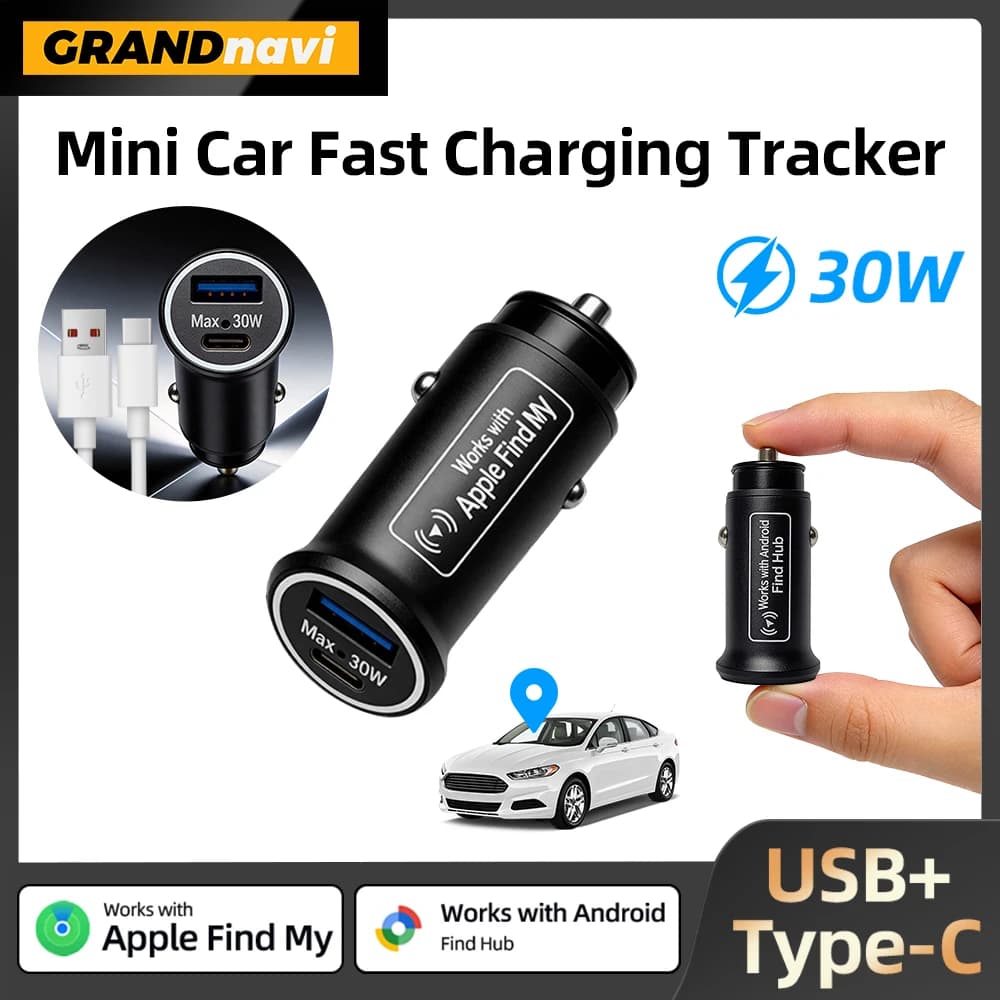 Mini localizzatore GPS universale per caricabatteria da auto accendisigari adattatore USB tipo C uso nascosto per iPhone IOS Apple Trova la mia APP