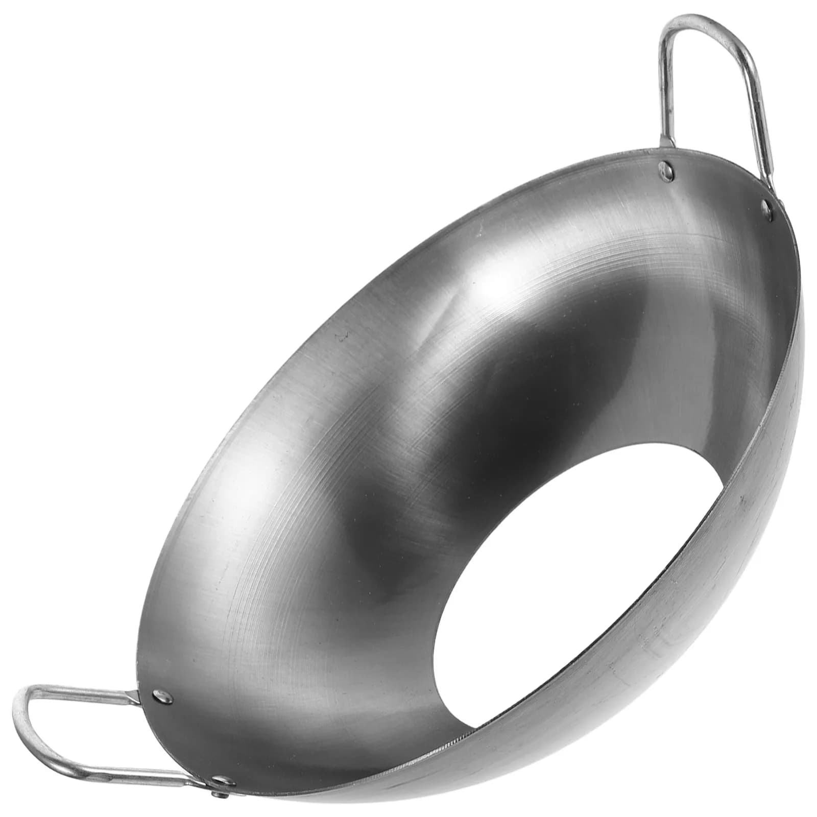 Anti-slip Iron Wok Support with Double Handle, Windproof Design, Open Fund for Gas Stove, Camping Brush Support