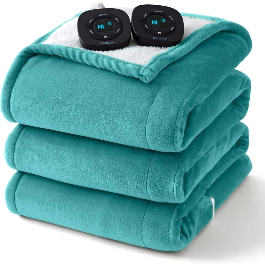 Coperta elettrica King Size - Coperta riscaldata a doppio controllo King Size Riscaldamento rapido con 10 impostazioni di tempo e 10 impostazioni di calore calde
