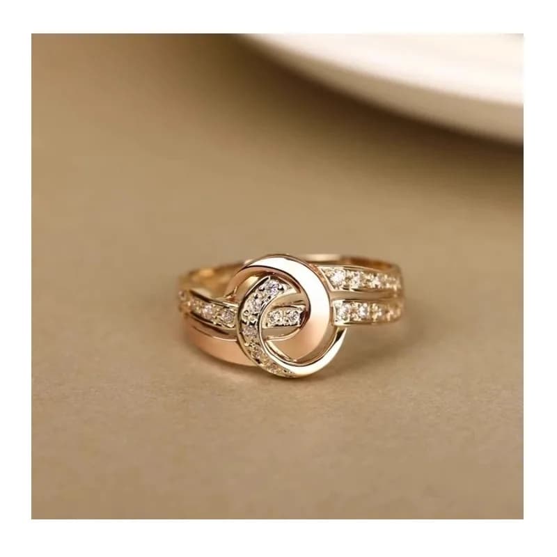 Anello in Oro Colorato Stile Europeo da Donna, Design Semplice di Lusso Leggero, Elegante e alla Moda, Anello da Dito di Alto Valore V