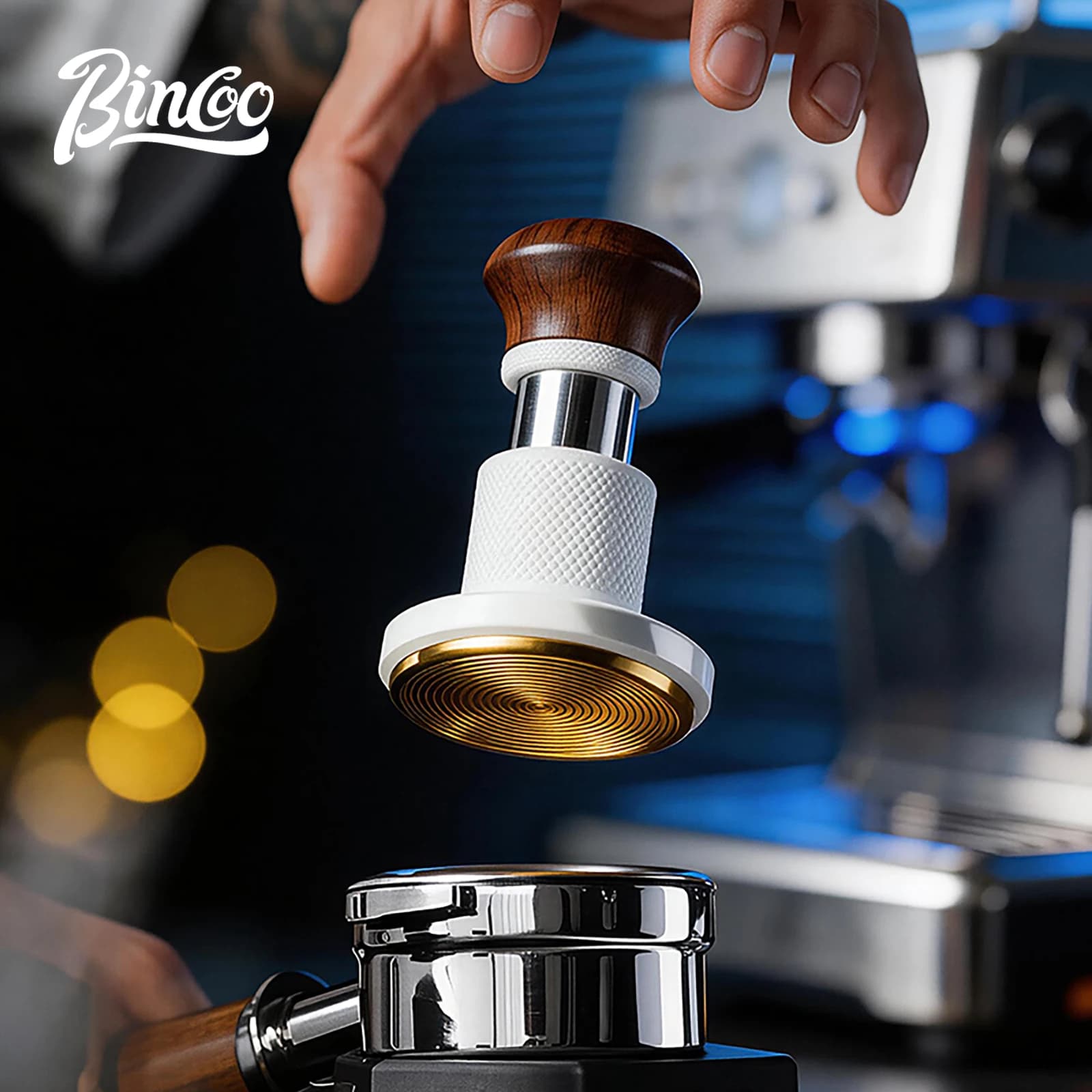 Bincoo Titanium Espresso Tamper with Constant Force 30LB Impact Threaded Base Coffee Maker Tamping Accessory