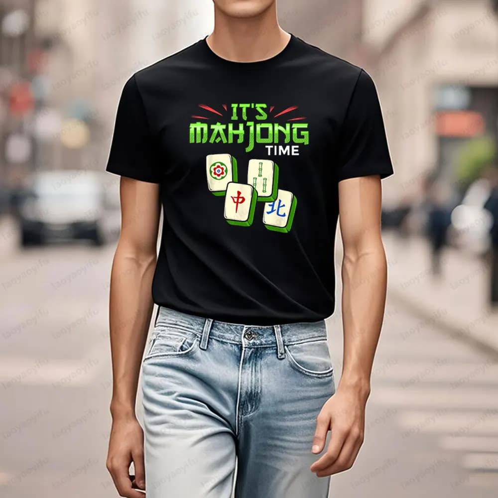 Mah Jongg Giocatore Online Piastrella T-shirt Mahjong Appassionato Uomo Donna Moda universale Casual Girocollo T-shirt Estate Tee Tops