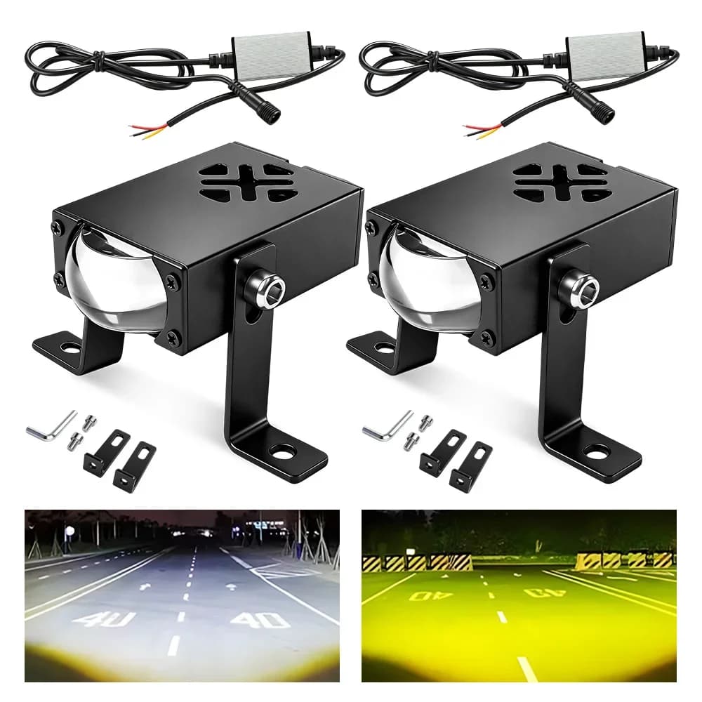 Faro a LED HAOLIDE con lente proiettore per moto, uso fuoristrada, 6000K 3500K, luce stroboscopica, abbagliante/anabbagliante, 12V 24V IP68