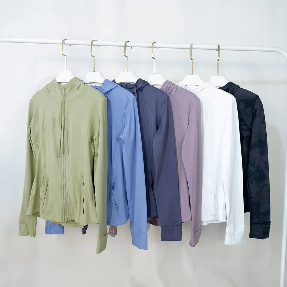 Tuta da donna con cappuccio traspirante per corsa all'aperto, fitness e yoga, cardigan in lana a maniche lunghe