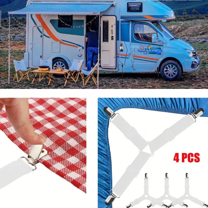 4 pieces supports for triangular sheets adjustable sheet support for covered belt closure for camper caravan comfortable white bed linen for campers