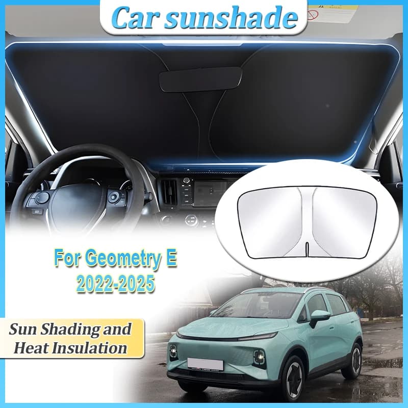 Per Geely Geometry E 2022 2023 ~ 2025 Anti-UV Protezione solare per auto Anello in acciaio Parabrezza anteriore Parasole Privacy Blocchi Accessori