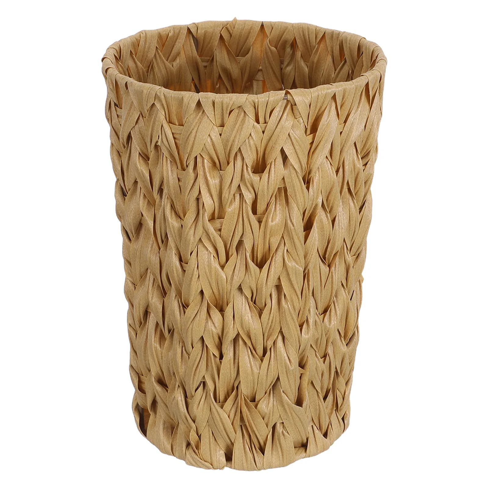 Cestino Decorativo Rotondo in Finto Rattan Boho, Contenitore per Rifiuti in Plastica Intrecciata a Mano, Cestino Compatto per Cucina, Ufficio, Camera da Letto, Dormitorio, Scrivania