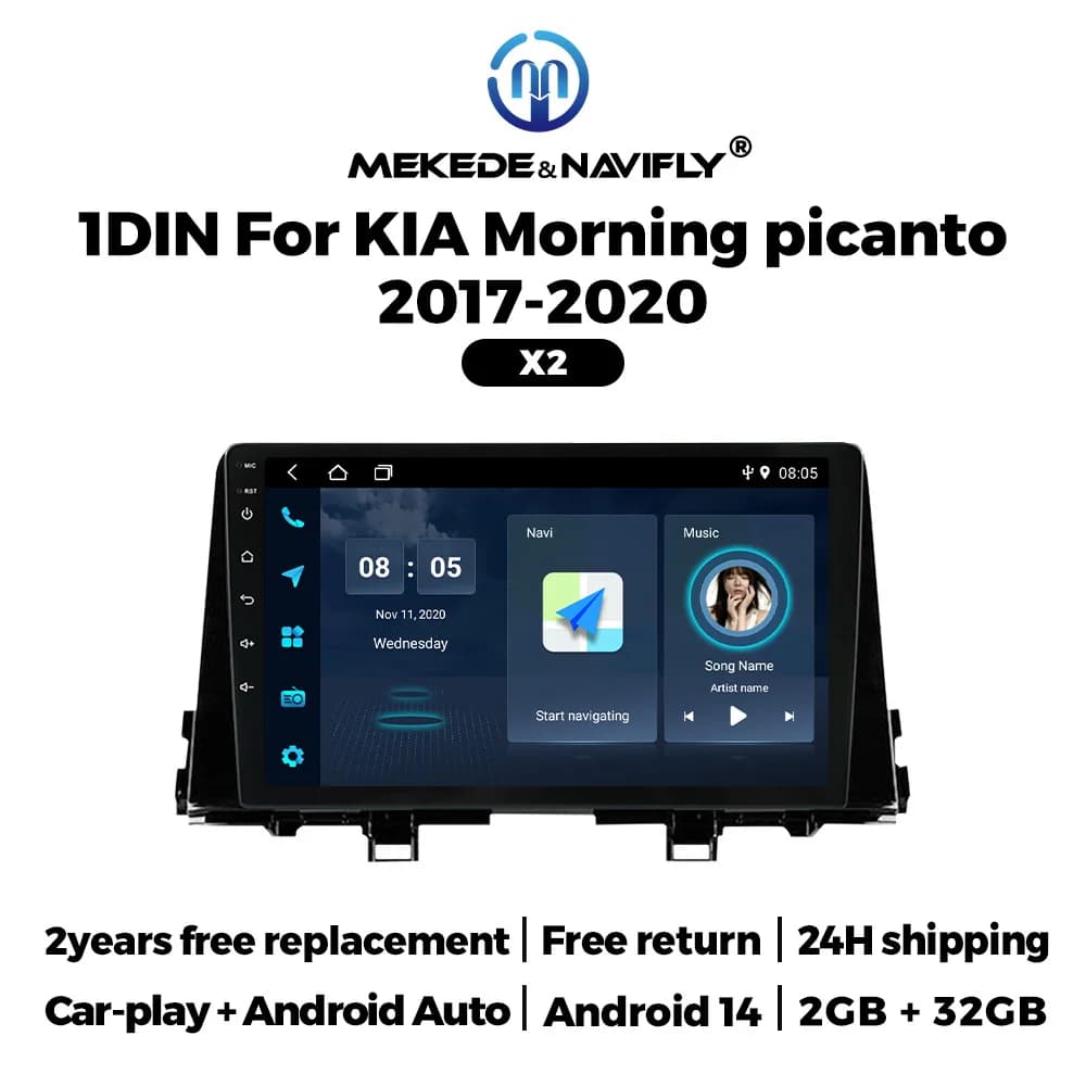 NAVIFLY & MEKEDE 9 Pollici Wireless Carplay Auto Per KIA Morning picanto 2017-2020 Android 14 Auto Radio FM Lettore Multimediale BT 1 DIN