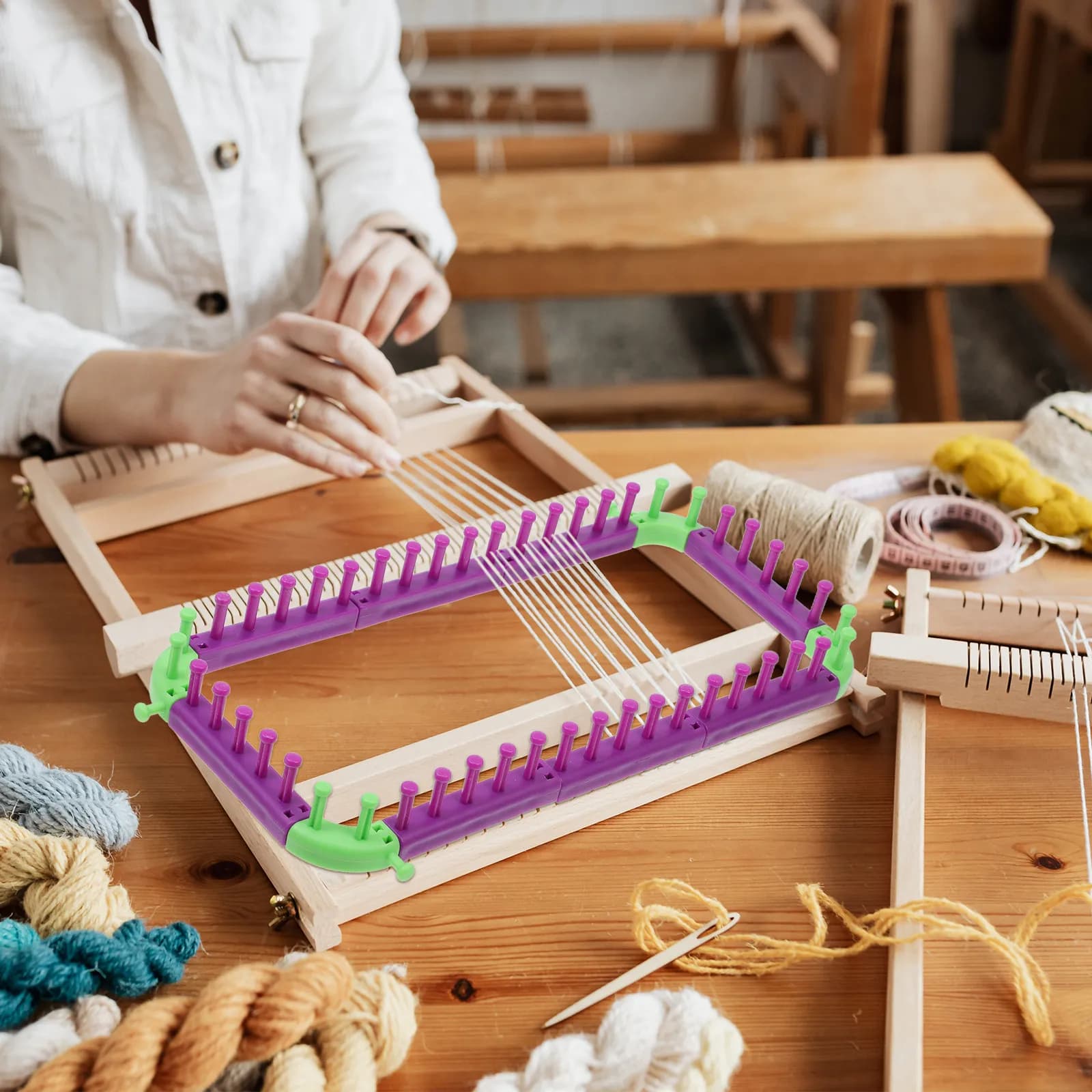 Set Completo Kit per Lavorazione a Maglia Diversificato, Mini Macchina per Maglieria in Plastica, Strumento Fai-da-te per Cappelli e Sciarpe in Lana, Tavola per Lavorazione a Maglia Manuale Semplice