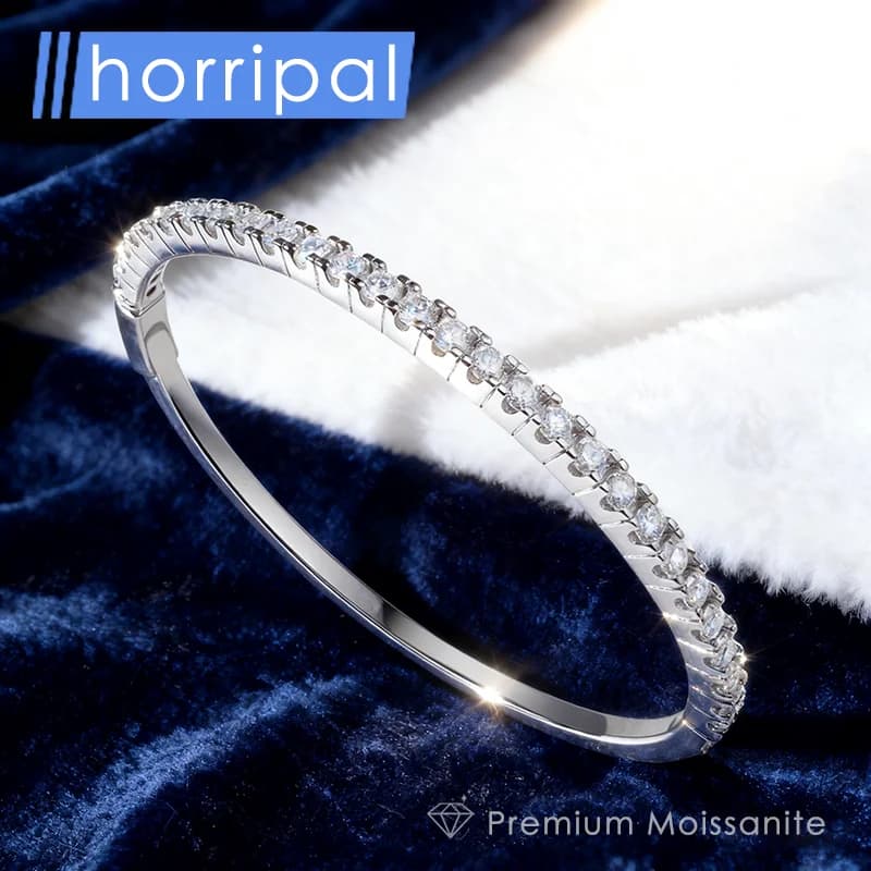 HORRIPAL D VVS1 Bracciale in moissanite da 2,5 mm per donna, in argento sterling 925 placcato oro bianco 18 carati, impermeabile, gioielli da matrimonio