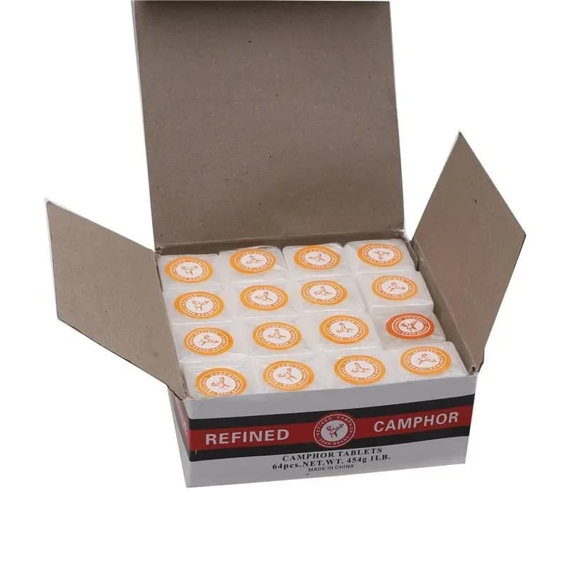 1 Box300g 1lb Cervo Marca Raffinato Canfora Compresse/blocchi Falena Silverfish Evitare Traslucido Puro Toilette Armadio Uso Religioso