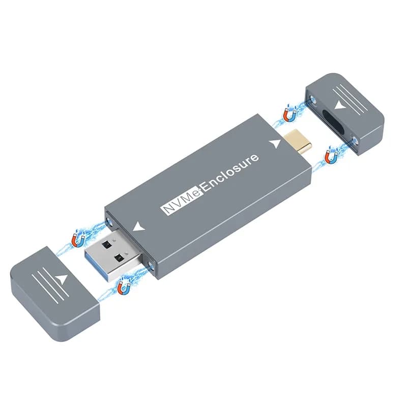 Custodia SSD M.2 NVMe 2230 Adattatore USB A/C 10Gb USB3.2 Gen2 Custodia esterna per M2 2230 NVMe SN740/SN530 520/PM991a/BG4/BC711
