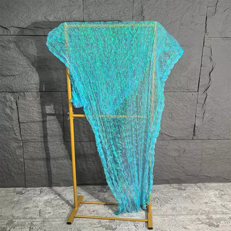 1yard Gradient iridescent organza pleated water light yarn fabric background decoration dress designer fabric for clothing