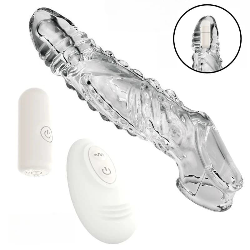 Estensore vibrante del manicotto del pene preservativo vibratore trainer testicoli stimolazione del punto G eiaculazione ritardata giocattolo del sesso per uomini coppia