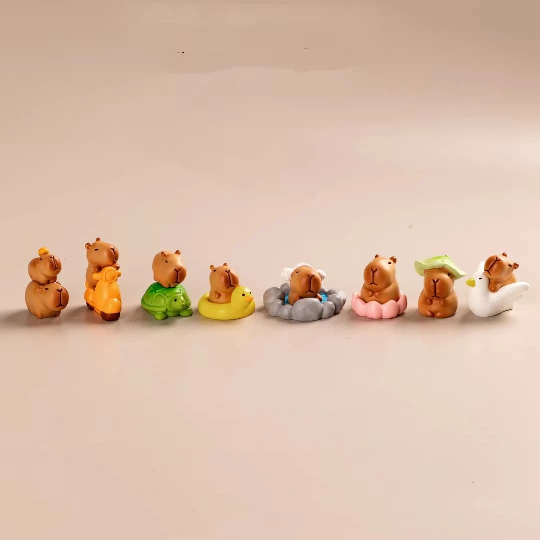 13PCS Miniature Collection Mini Capybaras Desk Decoration Accessories Micro Landscape Decoration Kawaii Home Decor Ornament Gift