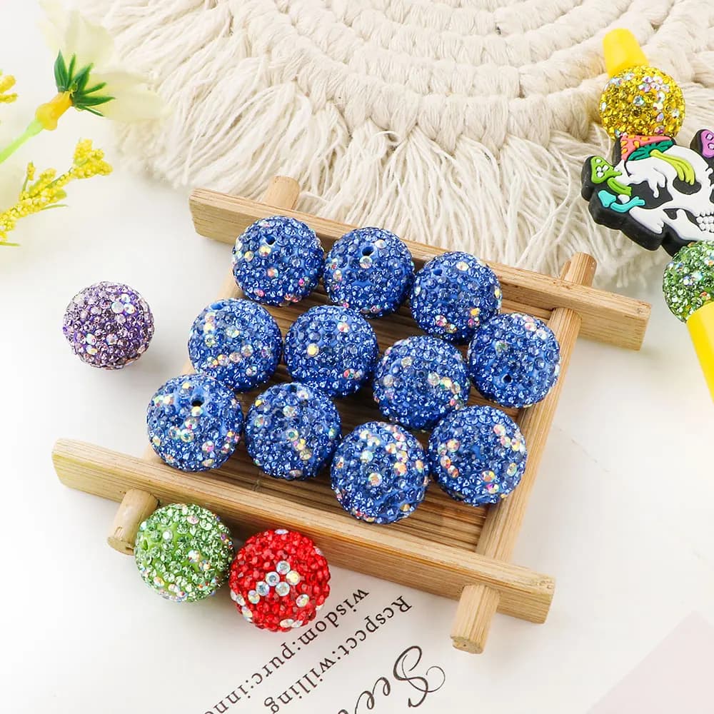 5 pezzi 16mm argilla lucentezza strass perline rotonde per creazione di gioielli fai da te per collana braccialetto orecchini accessori personalizzati