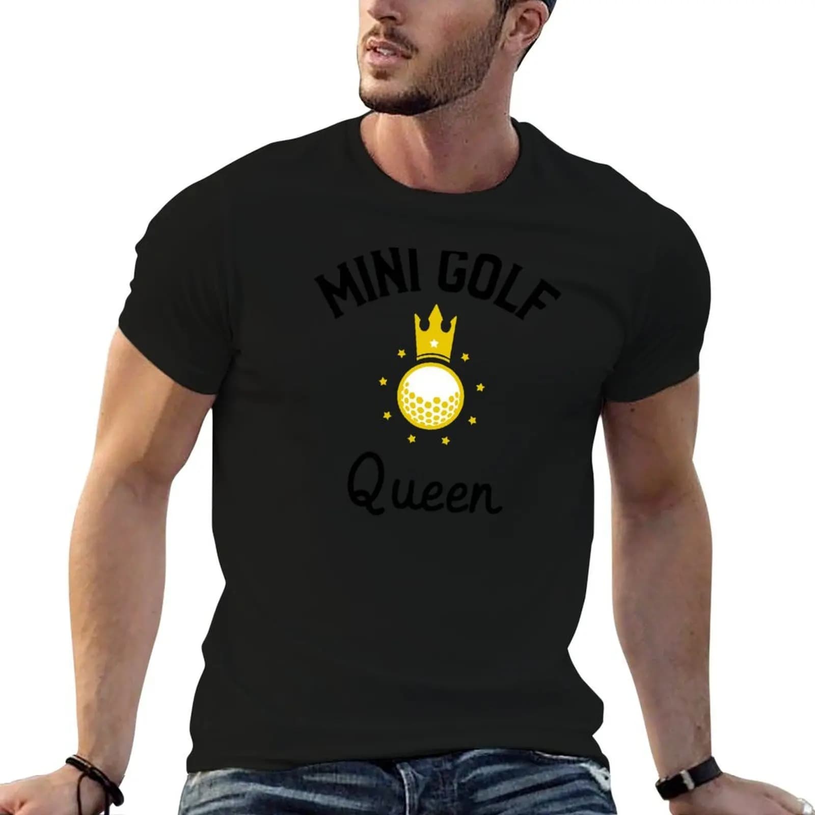 T-shirt Mini Golf Queen, magliette grafiche per uomo, t-shirt da uomo di design, t-shirt in cotone