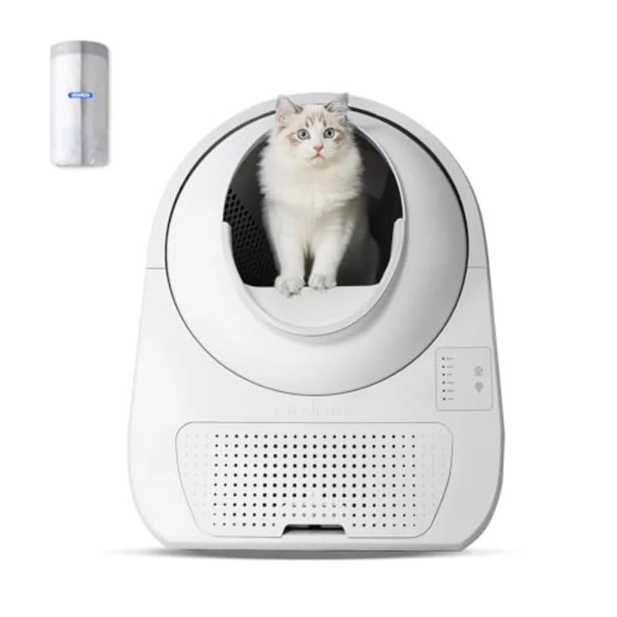 Lettiera autopulente automatica per gatti da 1,6-10 kg, doppia eliminazione degli odori, in plastica grigia