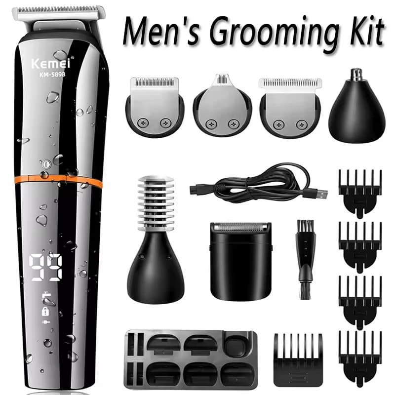 Kemei 5-in-1 Men's Toiletry Kit Electric Haircut Trimmer For Shaving Rechargeable USB Shaver Haircut Waterproof KM-5898