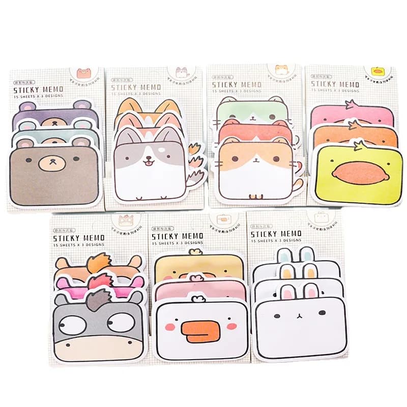 45 fogli Kawaii Sticky Notes blocco Note autoadesivi blocco Note Notebook Planner Sticker cose carine per cancelleria per ufficio scolastico