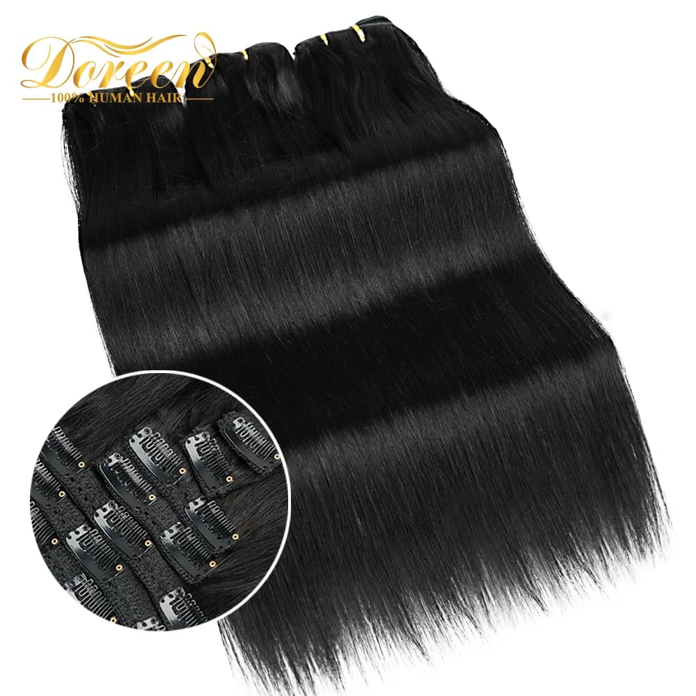 Doreen 12''-24''' Clp in Hair Extension Human Hair Straight Machine Remy Hair Clips for Women Full Head 240G 10 Pz/set