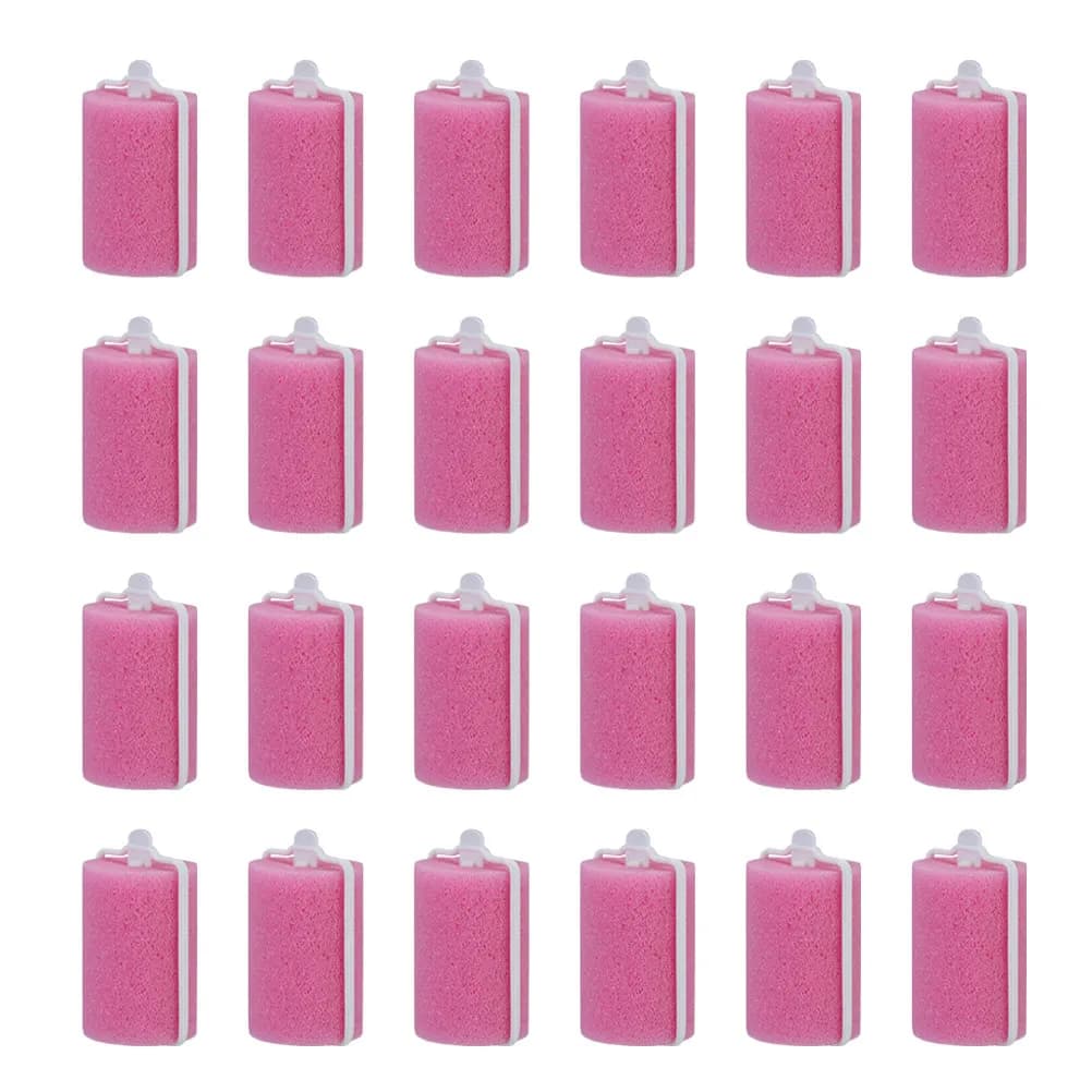 24 Pieces Bigodini in Sponge for Hair, Foam Rollers for Hairstyles, Pink, Medium Size