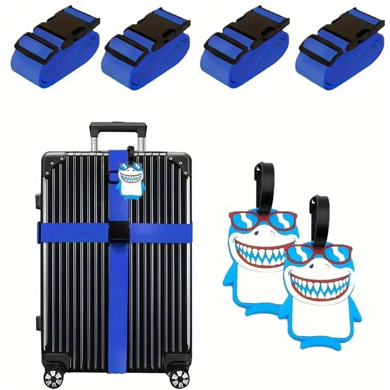 Confezione da 6 cinghie per bagagli Set di etichette per bagagli Accessori da viaggio Cinghie per bagagli per valigie con etichette per bagagli per valigie