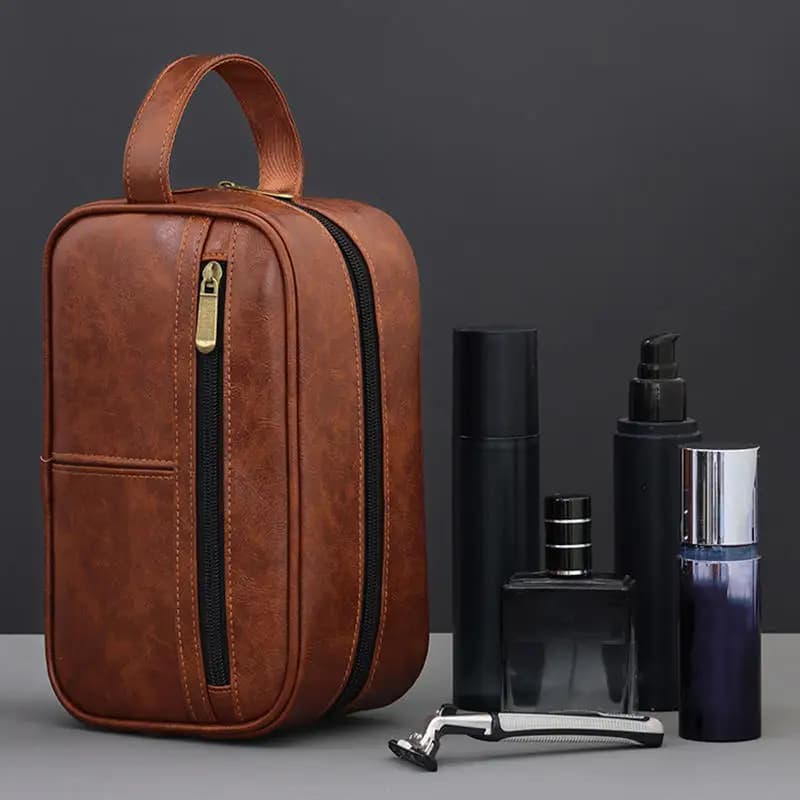 Borsa da Toilette da Uomo, Necessaire da Viaggio, Organizer da Parete per Cosmetici e Trucchi, Stile Vintage di Lusso