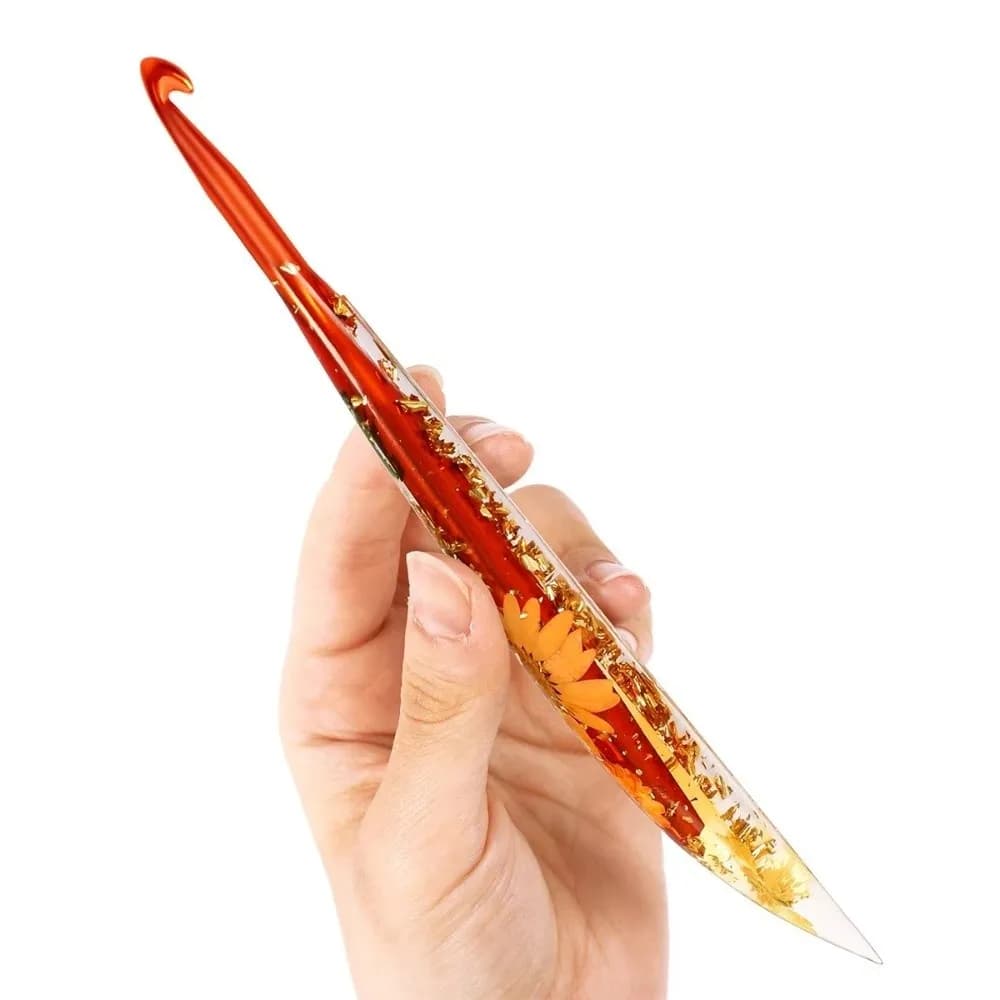 Useful Floral Resin Grips Crochet Hook 2.0-6.0mm Knitting Tools Weave Needle Yarn Knitting Non-Slip DIY Weaving Tools Beginners