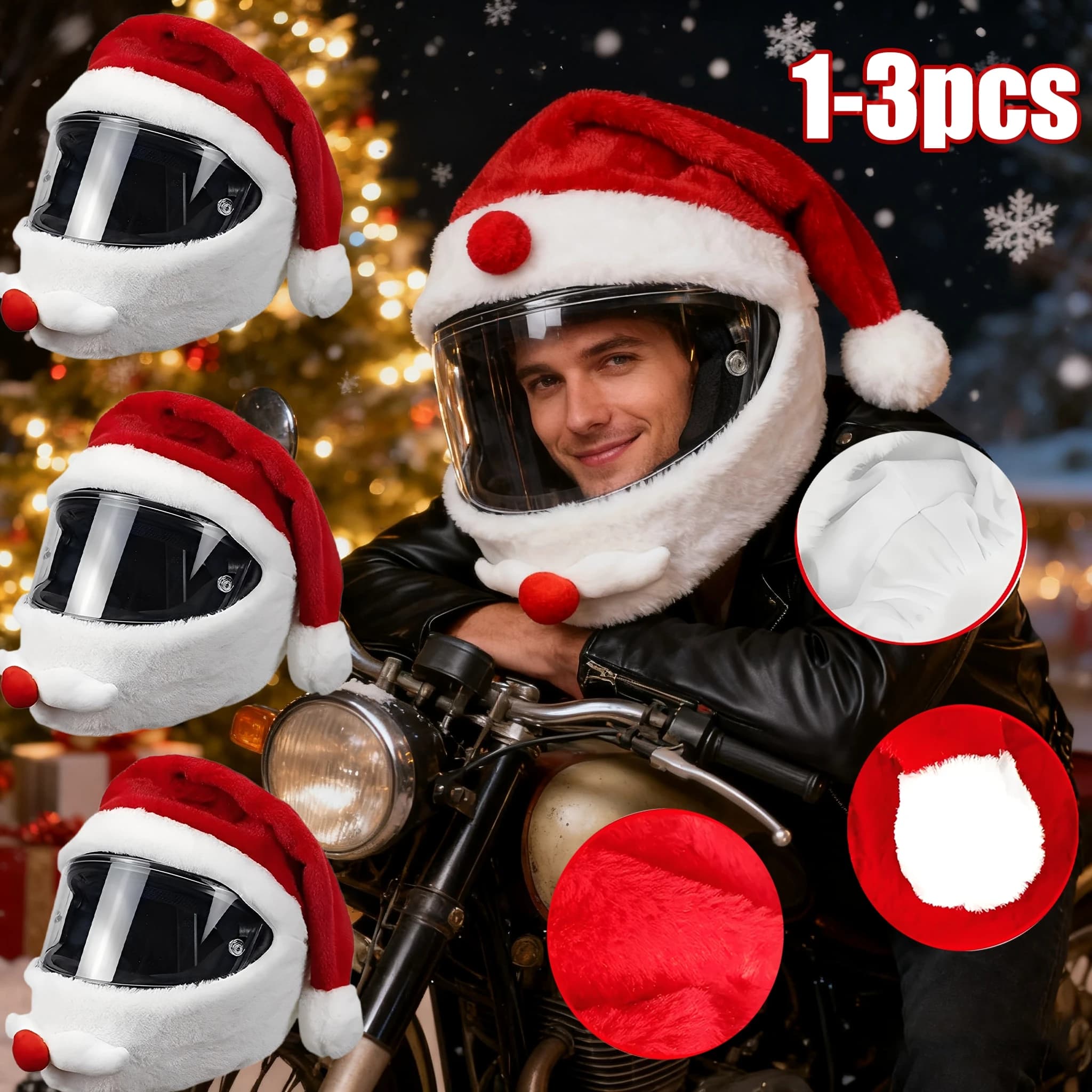 Santa Motorcycle Helmet Cover Decoration for Christmas Cycling Full Face Hat Santa Claus Racing Cap Christmas Gift Helmet Cover