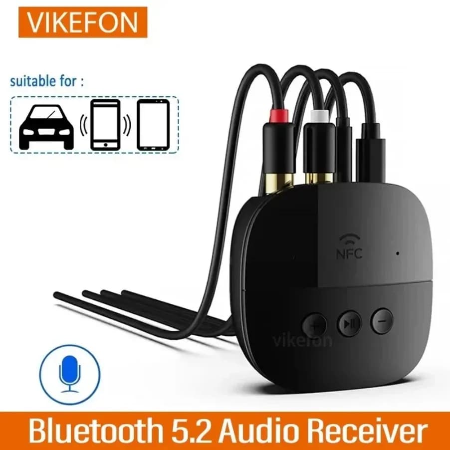Ricevitore Bluetooth 5.2 NFC con AUX 3.5mm, RCA, USB, U-Disk/TF, Adattatore Audio Wireless HIFI Stereo con Microfono per Kit Auto, Altoparlanti e Amplificatori