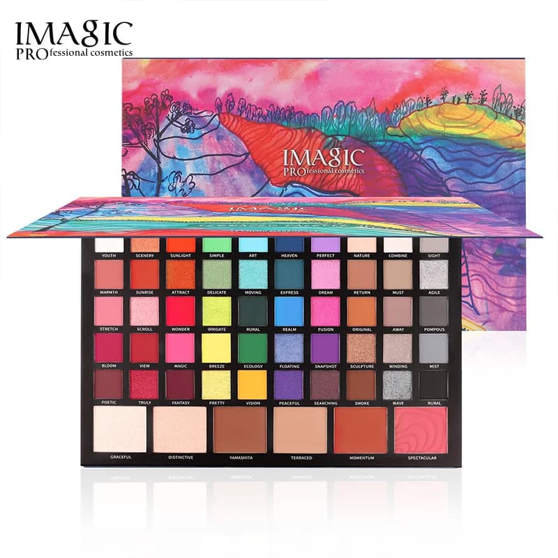 IMAGIC 56 colori Eyeshadow Palette 4 in1 Highlight Contour Blush Eye Shadow Make UpWaterproof Long Lasting