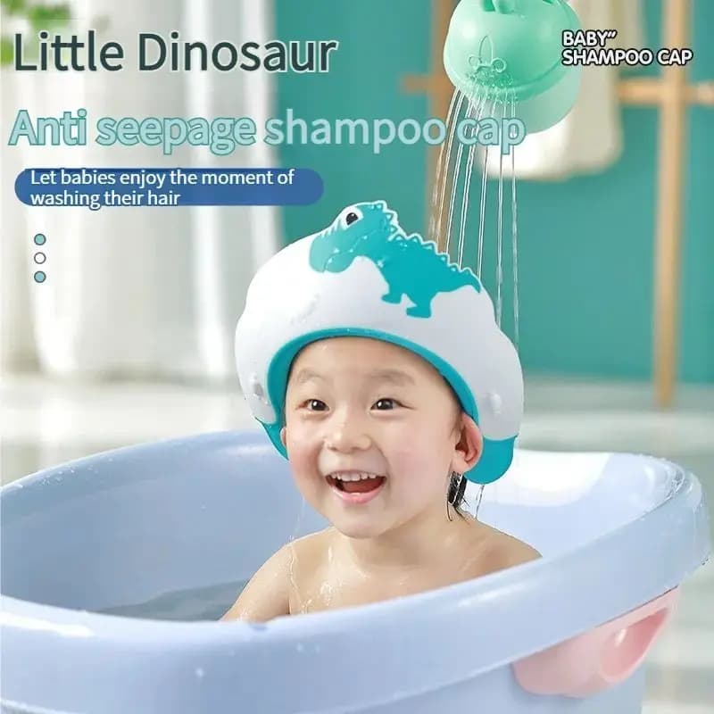 Cappello da bagno per neonati con protezione per gli occhi – Morbido cappello per lavare i capelli per neonati e bambini piccoli, cappello da doccia a prova di perdite per bambini