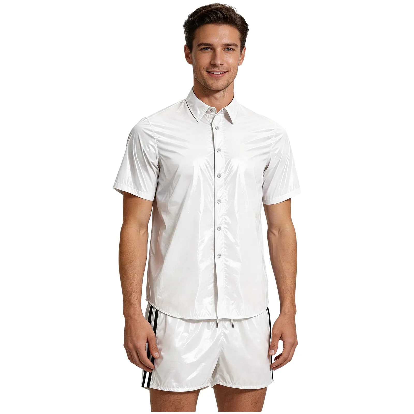 Men Glossy Waterproof Tops and Boxer Shorts Set for Sports Workout Beach Pool Post-surgery Recovery Special Needs Diaper Cover