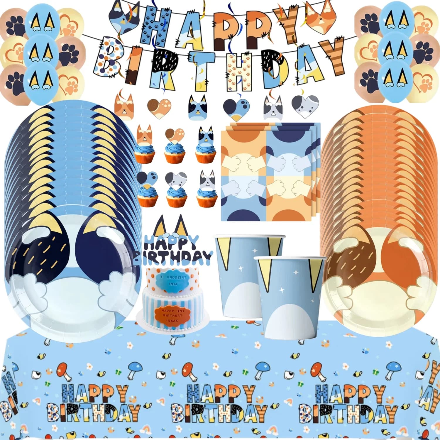 Decorazioni per Feste di Compleanno a Tema Cane Cartoon: Stoviglie, Sfondo, Piatti, Tovaglie, Palloncini, Striscioni, Sacchetti Regalo per Baby Shower