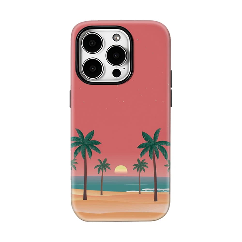 Custodia Palm Sunset per iPhone 17 16 15 14 13 Pro Max Plus, custodia magnetica robusta a strato singolo/doppio