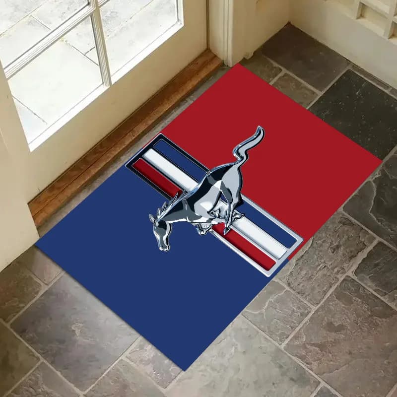 M-Mustang Printed Mat with Car Logo Anti-slip Mat for Home Bedroom Kitchen, Anti-fouling Absorbent Mats