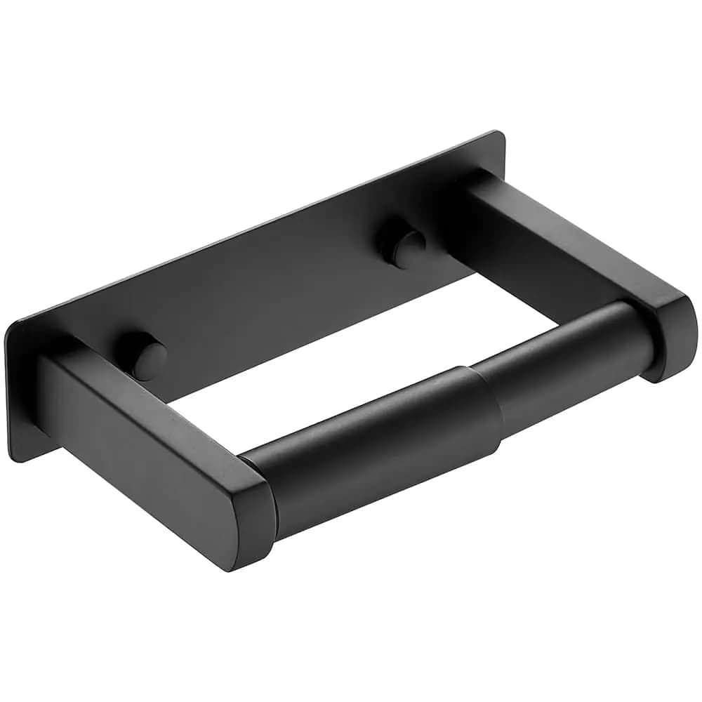 Portarotolo Carta Igienica Nero Opaco, Montaggio a Parete Autoadesivo o con Viti, Portarotolo Doppio in Acciaio Inox 304 per Bagno