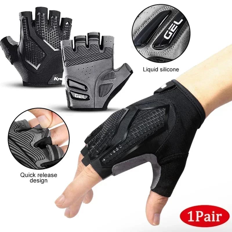 Breathable Anti-slip Gloves Half fingers for Cycling, Fitness, Gym, Bodybuilding, Crossfit and Sport Exercises